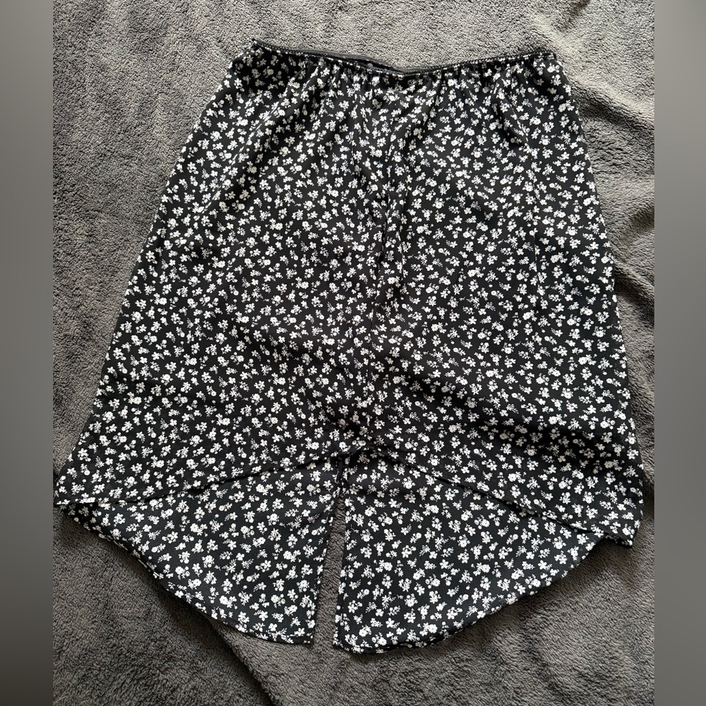Hippie Rose Black and White Floral Skirt